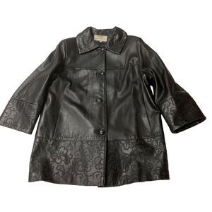 Vintage Embossed Leather Detail Jacket
